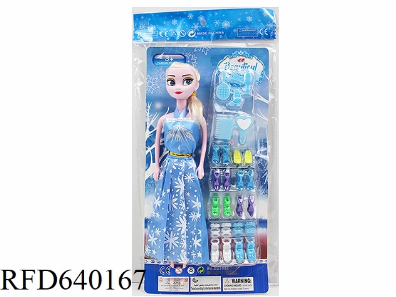 11.5 INCH 27 CM 5 JOINT COLOR PRINTING EYE SNOW DOLL+PLASTIC ACCESSORIES