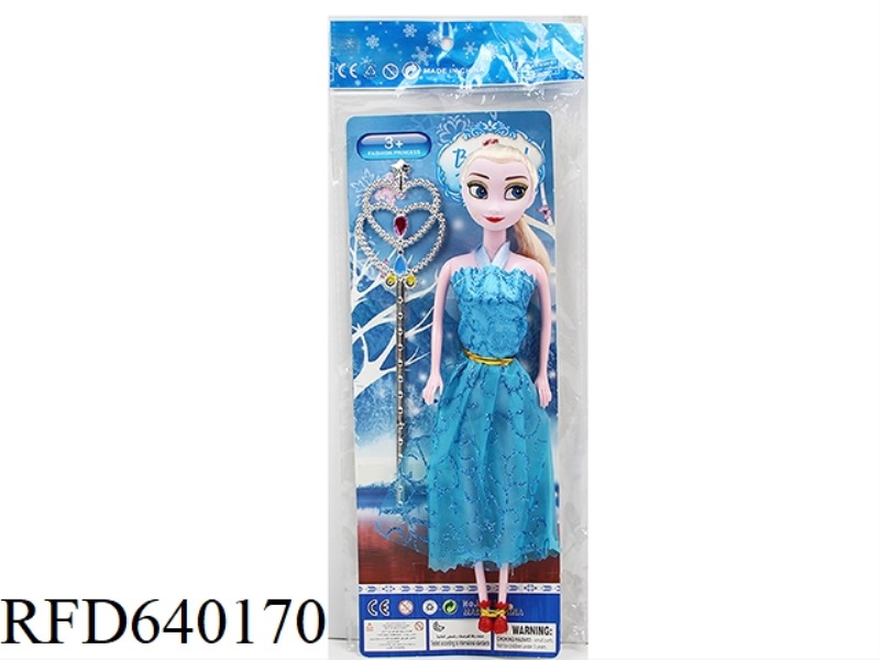 11.5 INCH 27CM 5 JOINT COLOR PRINTING EYE SNOW DOLL+FAIRY WAND
