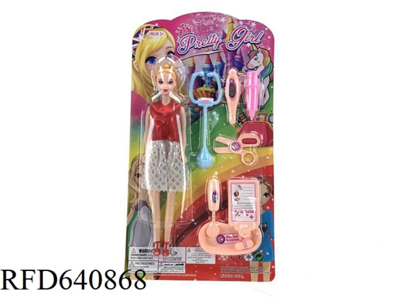 AN 11-INCH HOLLOW GIRL WITH A MEDICAL KIT
