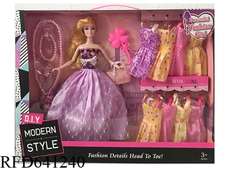 HIGH-END BOX 11.5 INCH SOLID BODY 9 JOINTS BIG WEDDING DRESS BARBIE WITH LARGE NECKLACE BLISTER BELT