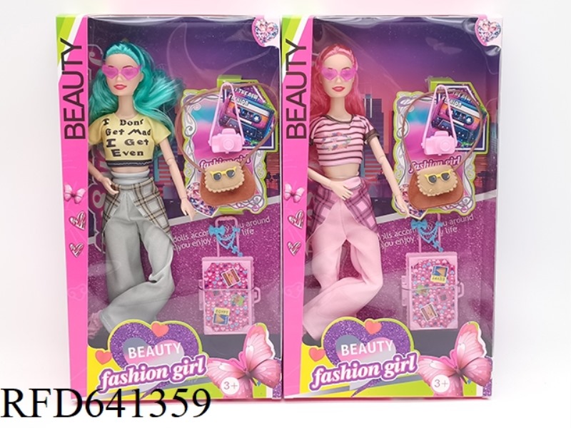 11.5-INCH ELEVEN-JOINT FASHION BARBIE WITH SUNGLASSES+CAMERA+BAG+SUITCASE