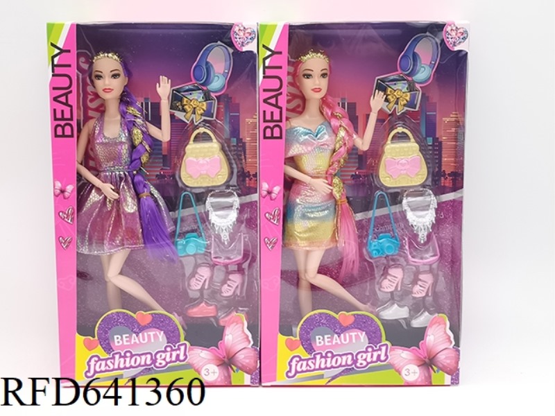 11.5 INCH ELEVEN-JOINT REAL GOLD BRAID FASHION BARBIE BAG NECKLACE BLISTER