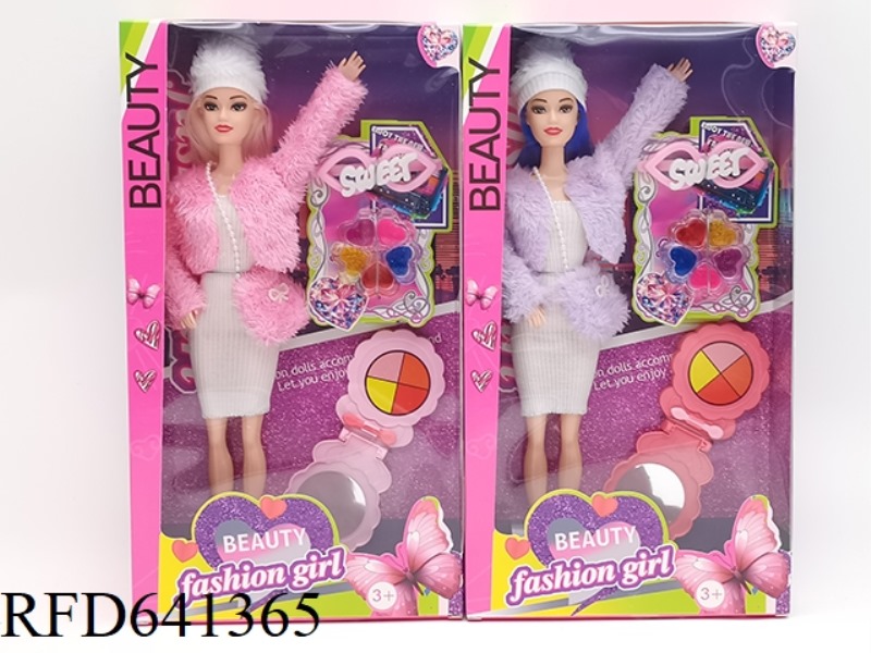 11.5 INCH 9 JOINT FASHION BARBIE HAT+BAG+HAIRPIN+COSMETIC BOX+COSMETIC BOX.