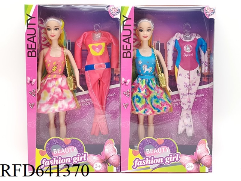 11.5-INCH JOINT COLOR LONG HAIR FASHION BARBIE BAG+DRESS JUMPSUIT