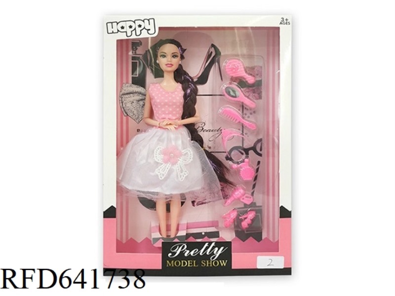 11.5-INCH FULL-BODY 9-JOINT SHORT DRESS BARBIE WITH EARRINGS, COMB BLISTER ACCESSORIES