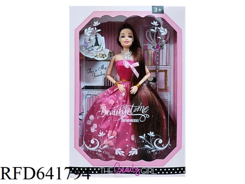 11.5 INCH FULL BODY 11 JOINTS WEDDING DRESS BARBIE WITH SCEPTER, BRACELET, NECKLACE
