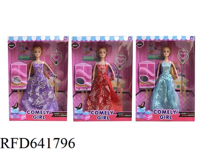 11.5-INCH LIVE HAND WEDDING DRESS BARBIE WITH SCEPTER, COMB, MIRROR