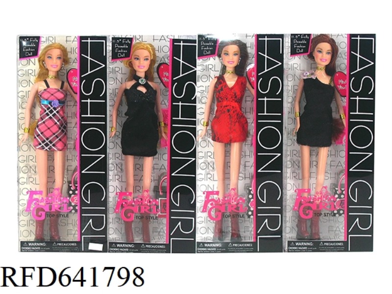 11.5-INCH LIVE HAND FASHION SHORT DRESS BARBIE WITH EARRINGS, BRACELET, NECKLACE, HANDBAG