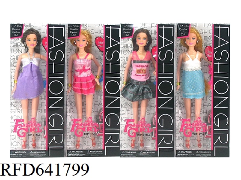 11.5 INCH LIVE HAND FASHION SHORT SKIRT BARBIE WITH EARRINGS, BRACELET, HANDBAG