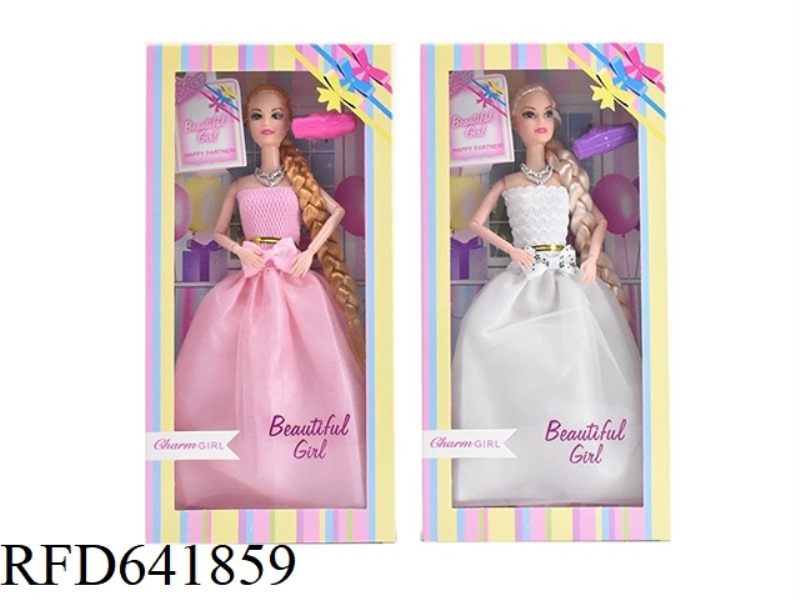 11.5-INCH FULL-BODY 9-JOINT FASHION WEDDING DRESS BARBIE WITH NECKLACE, BOBBY PIN ACCESSORIES