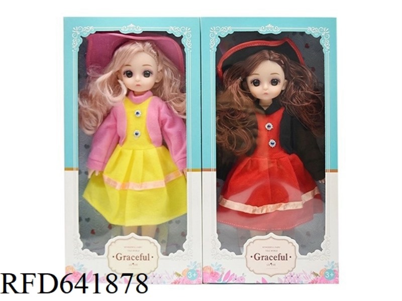 BEAUTIFUL 3D REAL EYES 14 INCHES SOLID BODY 12 JOINTS FAT CHILD BARBIE DOLL
