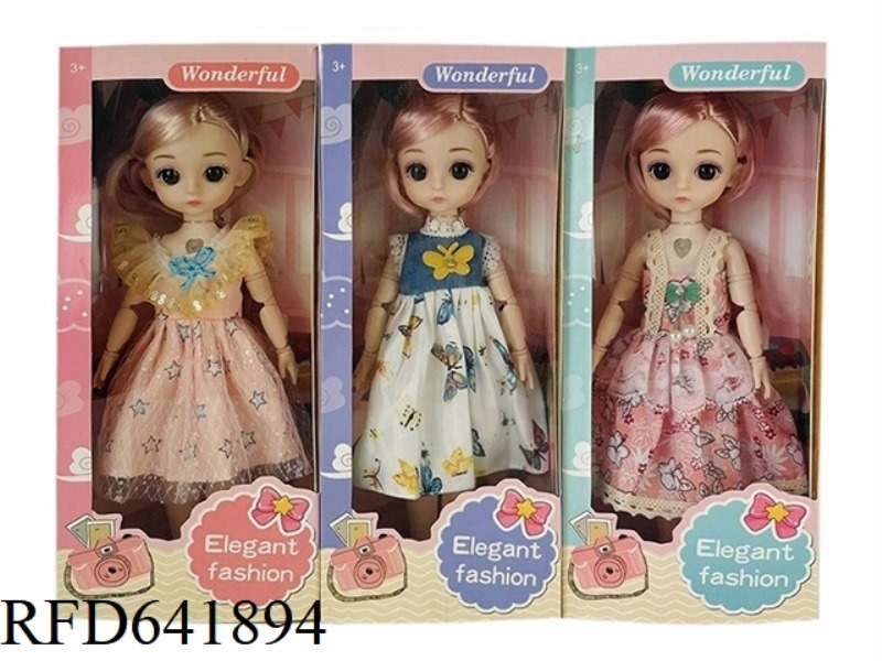 BEAUTIFUL 3D REAL EYES 14 INCHES SOLID BODY 12 JOINTS FAT CHILD BARBIE DOLL