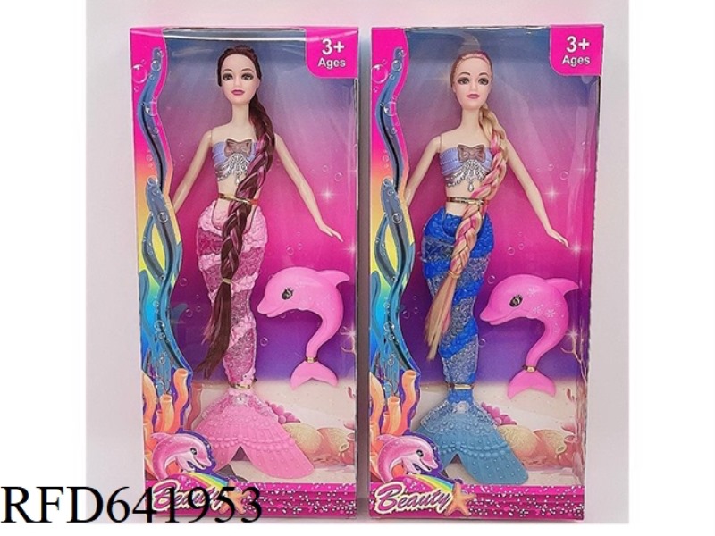 11.5 INCH LIGHT MUSIC BODY BULLWHIP MERMAID BARBIE. DOLPHIN
