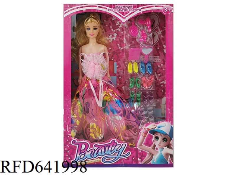HIGH-END LARGE BOX 11.5 INCH REAL BODY LIVE HAND WEDDING DRESS BARBIE WITH SHOES BLISTER
