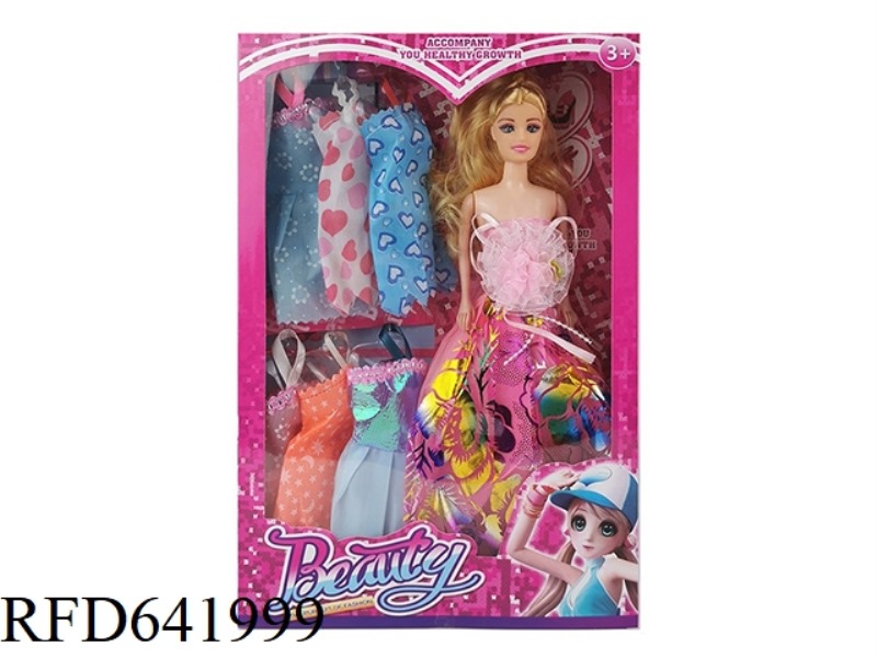 HIGH-END LARGE BOX 11.5 INCH REAL BODY LIVE HAND WEDDING DRESS BARBIE WITH 6 HANGING SKIRTS