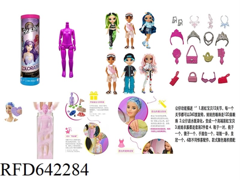 WATER-SOLUBLE COLOR-CHANGING SERIES 1: 1 10-INCH 12-JOINT REAL GLASS EYES RAINBOW HIGH RAINBOW HIGH
