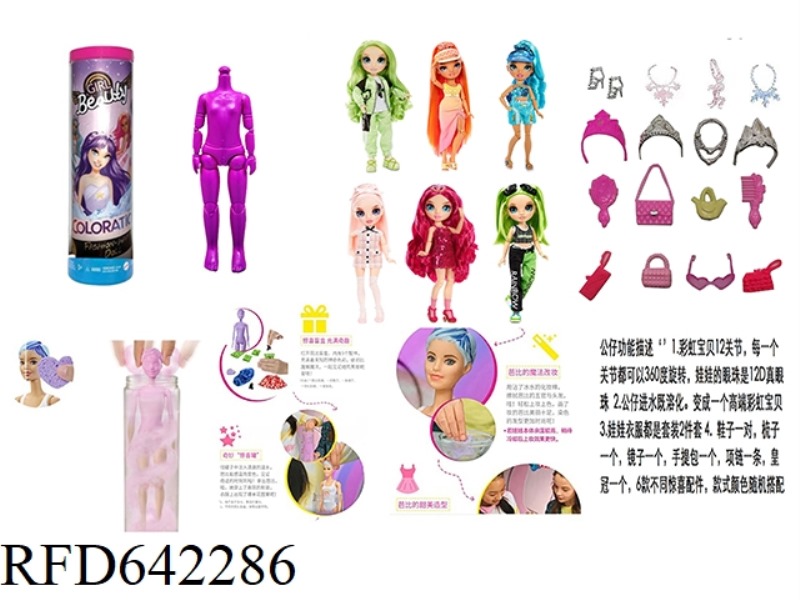 WATER-SOLUBLE COLOR-CHANGING SERIES 1: 1 10-INCH 12-JOINT REAL GLASS EYES RAINBOW HIGH RAINBOW HIGH