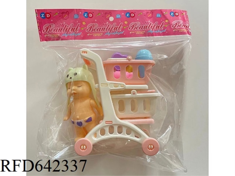 11CM DOLL WITH SHOPPING CART