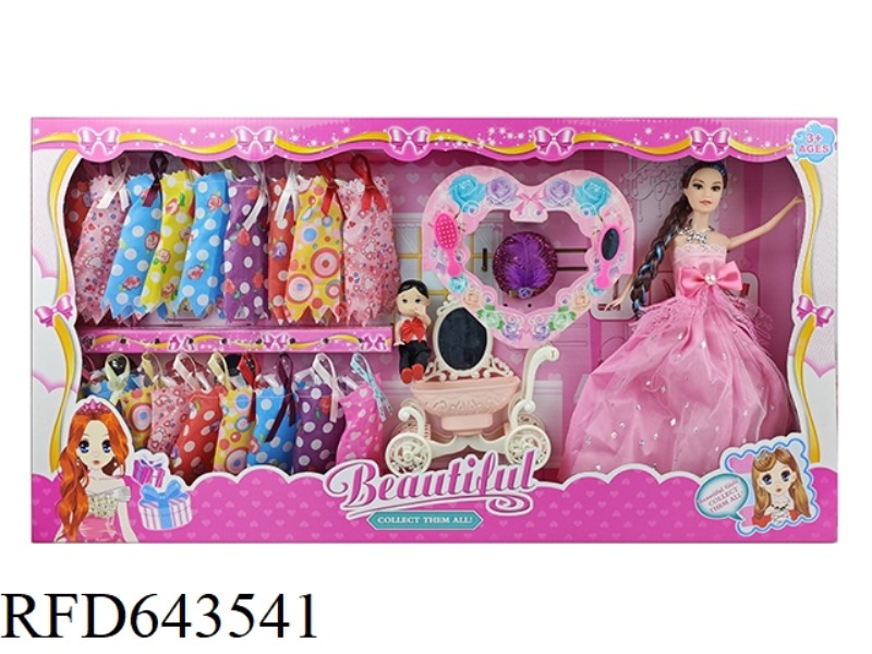 11-INCH HANDS-ON BARBIE DOLL PLUS LITTLE BOY PLUS CART PLUS HAT