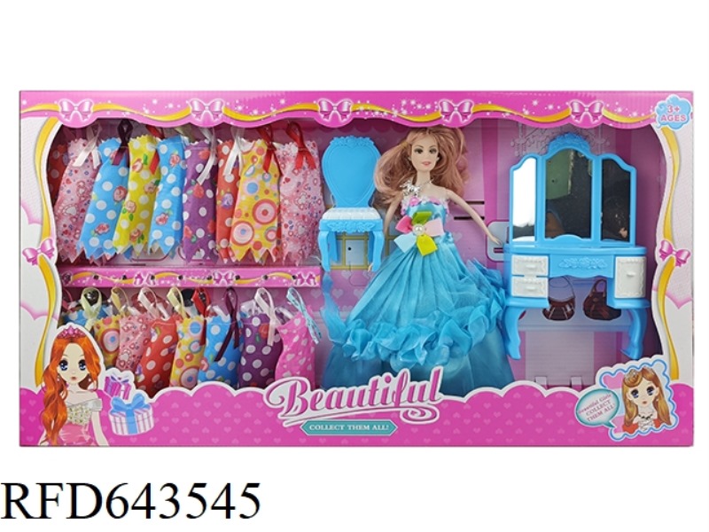 11-INCH HANDS-ON BARBIE DOLL ENLARGES DRESSING TABLE