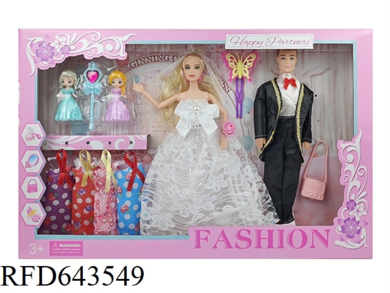 11-INCH BARBIE DOLL WITH LONG HAIR AND NINE JOINTS PLUS AN EMPTY SUIT, BARBIE DOLL WITH PRINCESS ACC