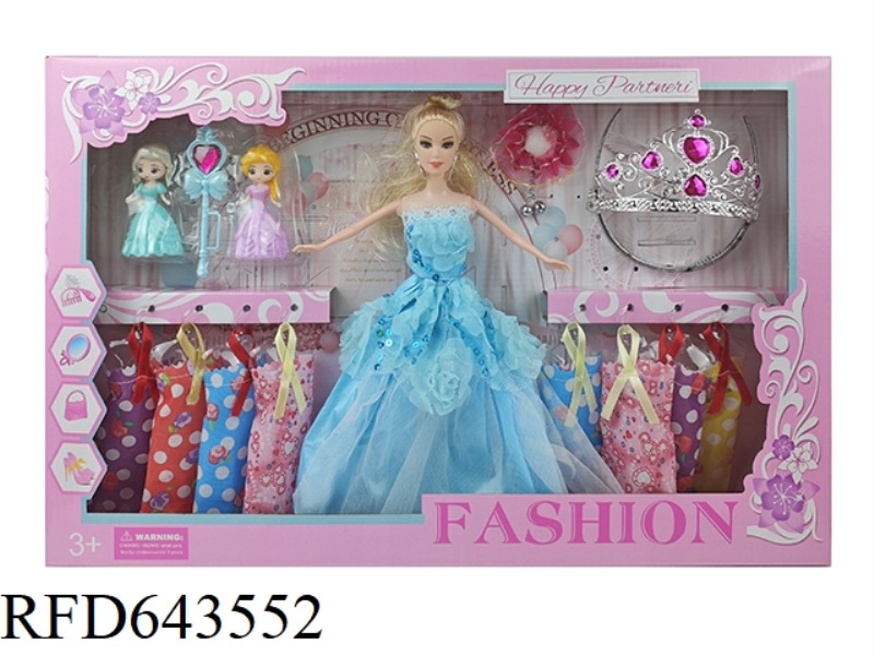 11-INCH BARBIE DOLL WITH DOUBLE PRINCESS ACCESSORIES, COTTON BALL AND CROWN