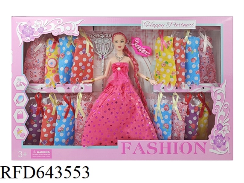 11-INCH BARBIE DOLL WITH LONG BRAIDS AND NINE JOINTS PLUS MAGIC WAND AND ENGLISH HAIRPIN COLOR BOX S