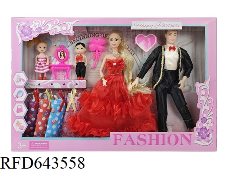 11-INCH BARBIE WITH LONG HAIR AND NINE JOINTS PLUS A MAN WITH ELEVEN JOINTS IN A SUIT BARBIE PLUS A