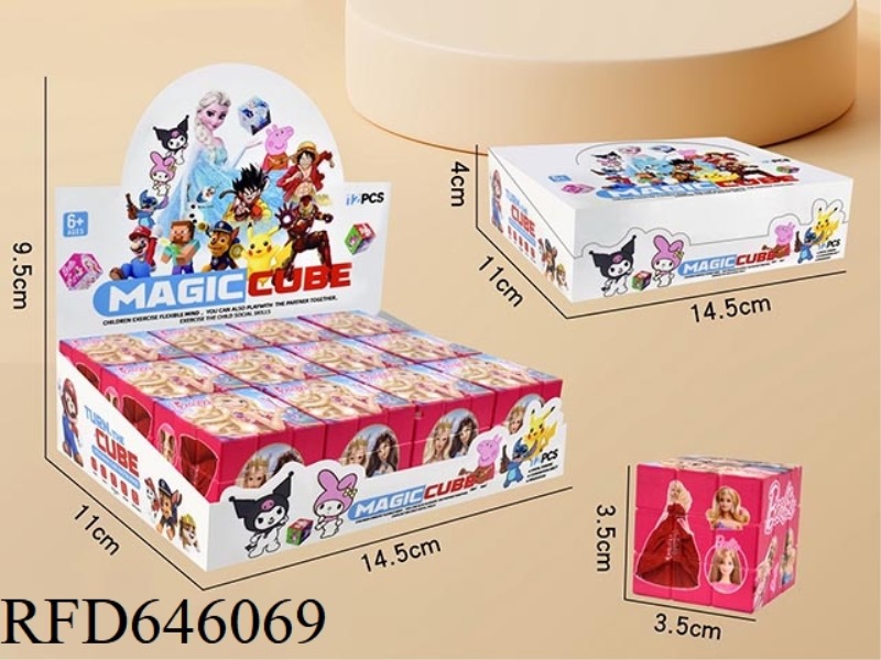 3.5CM BARBIE DOLL RUBIK'S CUBE (UV PRINTING) (12PCS PRICE)