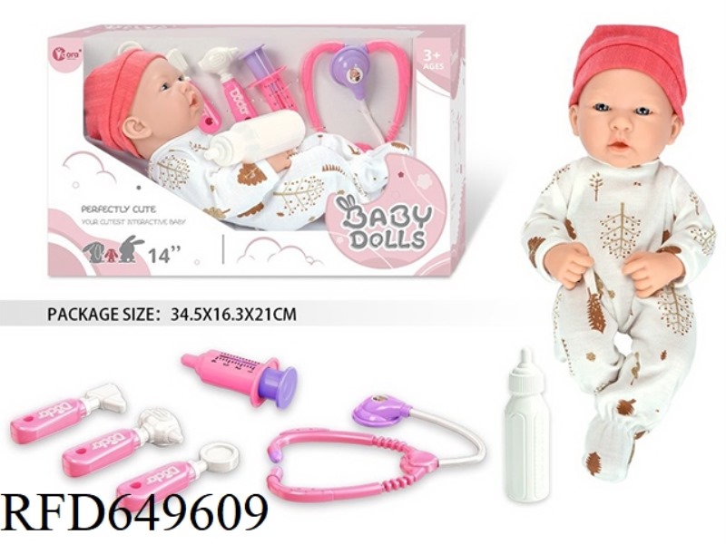 14 INCH FULL VINYL NEWBORN BABY DOLL MEDICAL KIT
