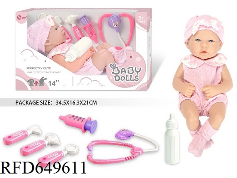 14 INCH FULL VINYL NEWBORN BABY DOLL MEDICAL KIT