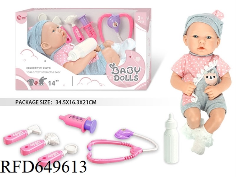 14 INCH FULL VINYL NEWBORN BABY DOLL MEDICAL KIT