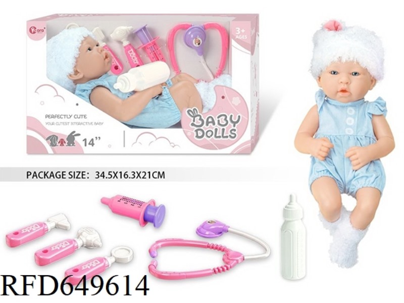 14 INCH FULL VINYL NEWBORN BABY DOLL MEDICAL KIT