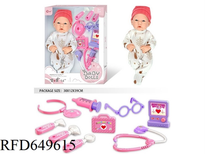 14 INCH FULL VINYL NEWBORN BABY DOLL MEDICAL KIT