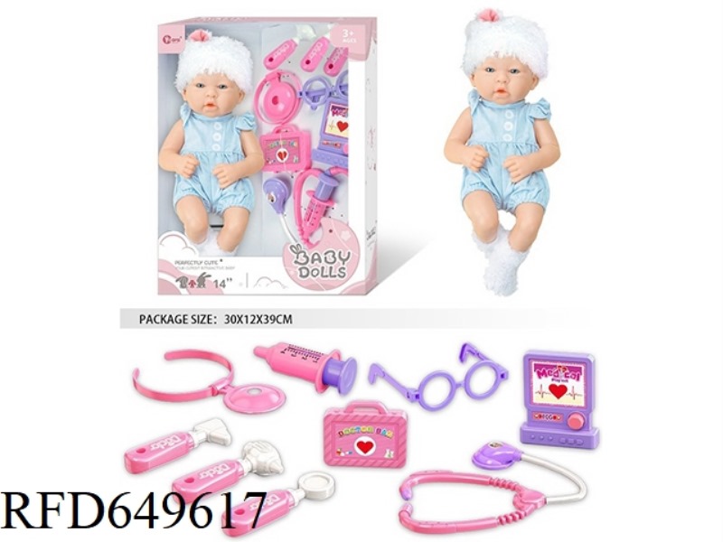 14 INCH FULL VINYL NEWBORN BABY DOLL MEDICAL KIT