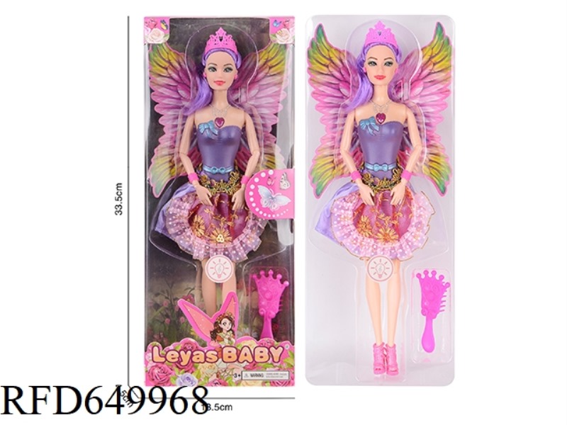 11-INCH REAL BUTTERFLY DOLL JOINTS WITH LIGHTS AND MUSIC.