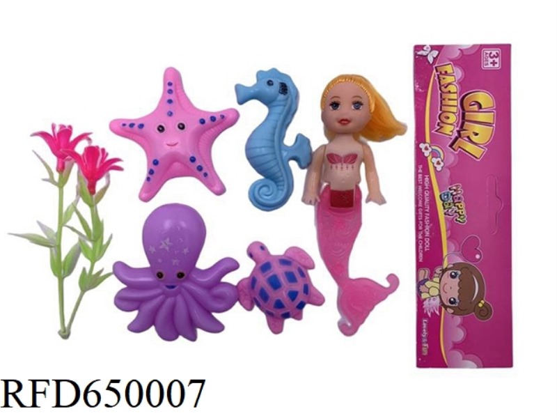 3 INCH MERMAID WITH UNDERWATER WORLD ANIMAL BAG