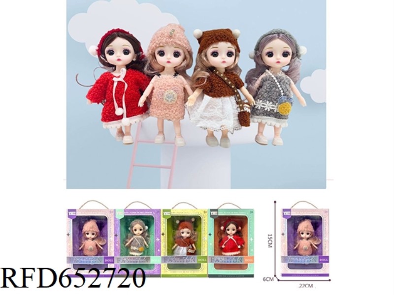 4 16CM DOLLS WITH 13 JOINTS 3D EYE BOX