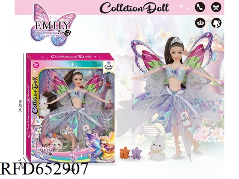 EMILY,11.5 INCH 14-JOINT DOLL, PRINCESS BUTTERFLY.