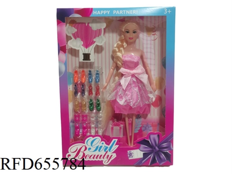 11.5 INCH NINE-JOINT LONG BRAID SHOE CABINET SET BARBIE DOLL