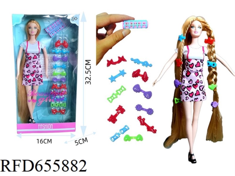 11.5-INCH FULL-LENGTH PRINCESS DOLL BRAIDED HAIR SET