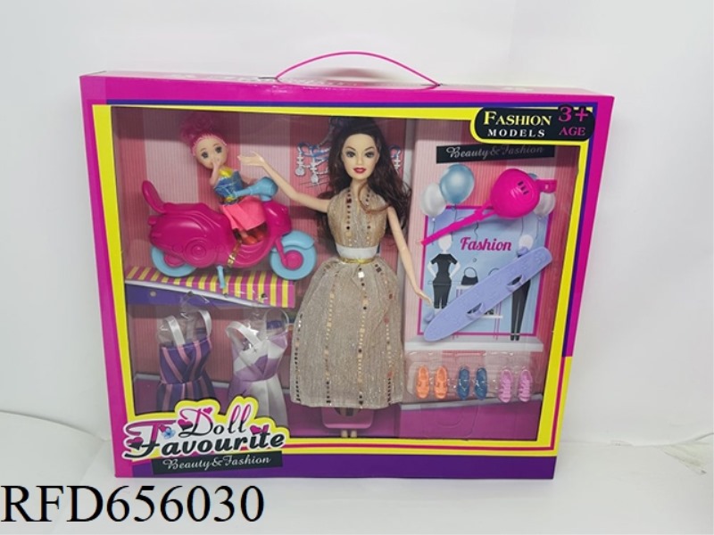 11.5 INCH BARBIE DOLL MOTORCYCLE SKATEBOARD HAT SHOES GIRL BIRTHDAY GIFT BOX