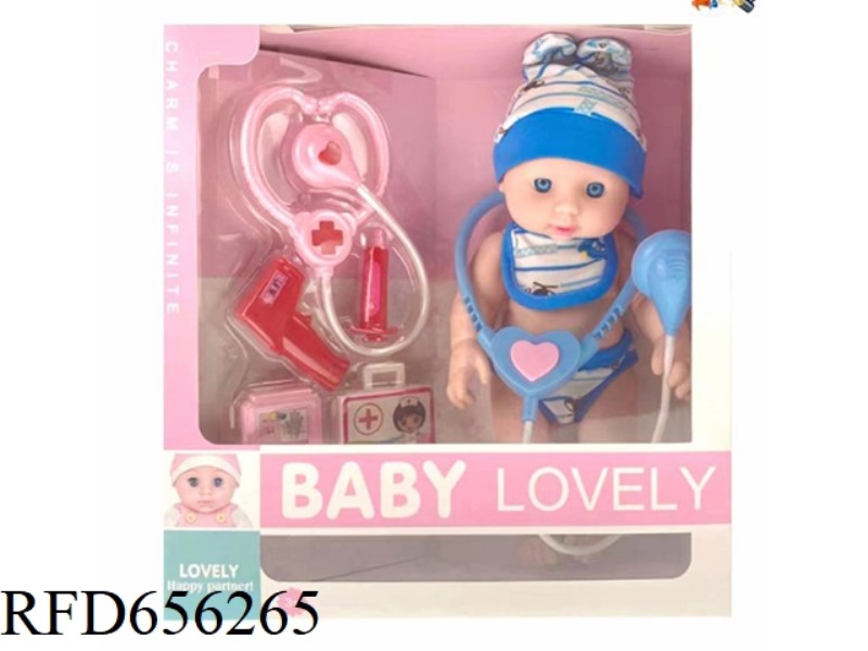 12-INCH MEDICAL SET EMULATES VINYL FAT CHILD DOLL SET NEWBORN DOLL