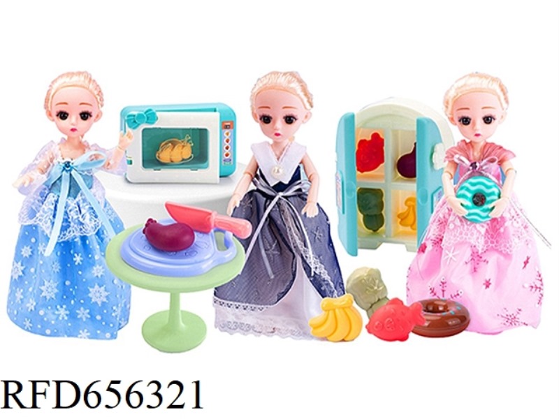 PLAY HOUSE 12 INCH FULLY ARTICULATED DOLL KITCHEN SET