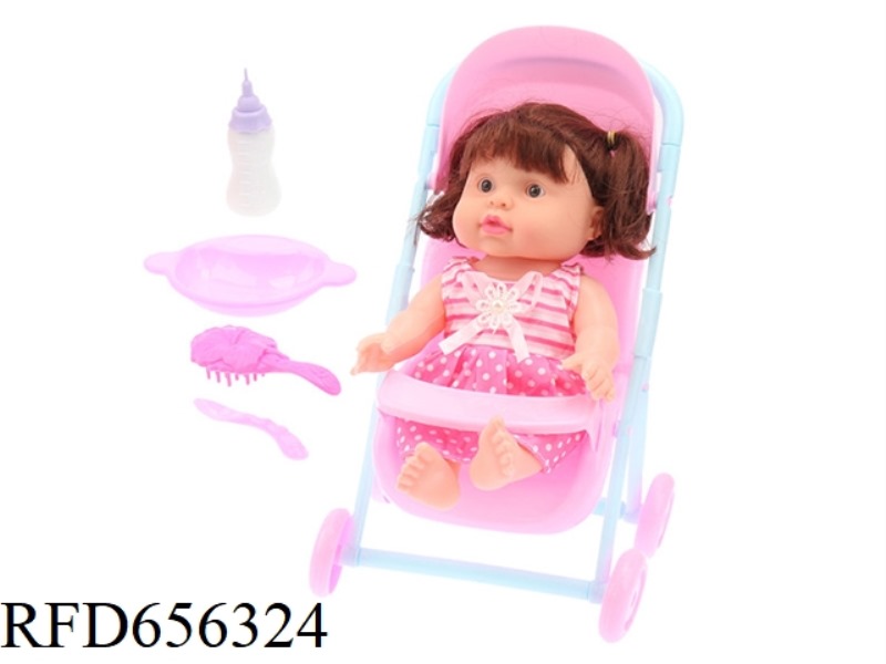 SYNTHETIC VINYL DOLL 8-INCH GIRL CART SET