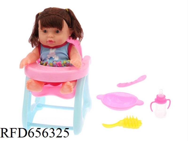 SYNTHETIC VINYL DOLL 8-INCH GIRL'S DINING CHAIR SET