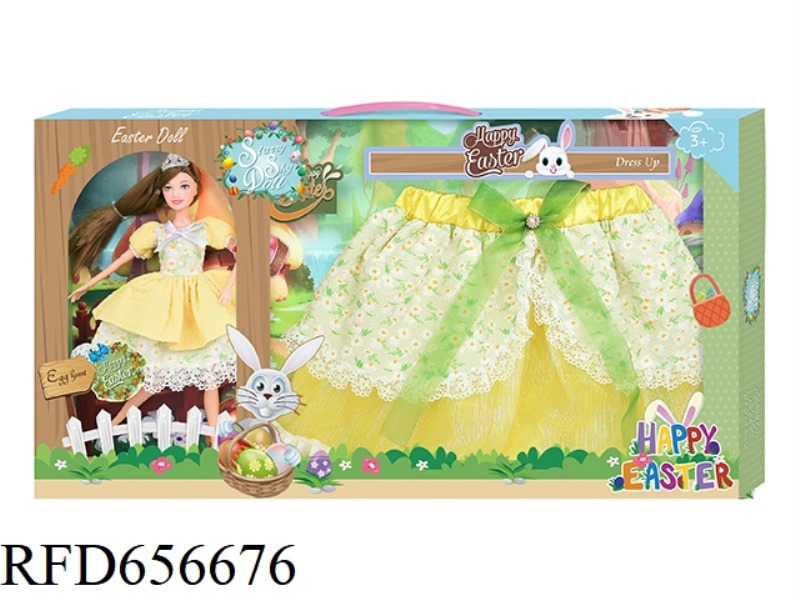 11.5 INCH 12-JOINT EASTER DOLL AND YELLOW SKIRT