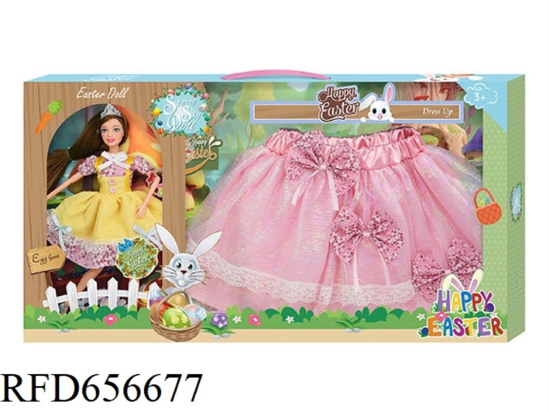 11.5 INCH 12-JOINT EASTER DOLL AND PINK SKIRT
