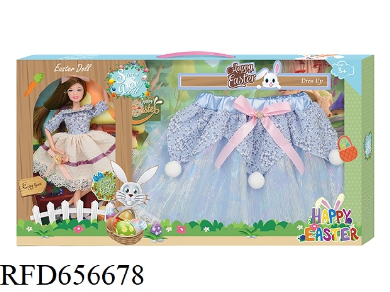 11.5 INCH 12-JOINT EASTER DOLL AND BLUE SKIRT