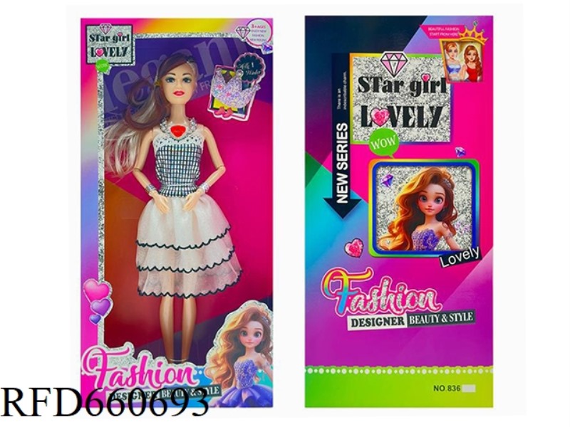 THE NEW 11.5-INCH, 9-KNUCKLE, STYLISH BARBIE COMES WITH A BRACELET AND CROWN CLIP